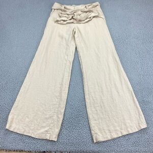 LONDONJEAN Cream Wide-Leg Tie-Waist Pants